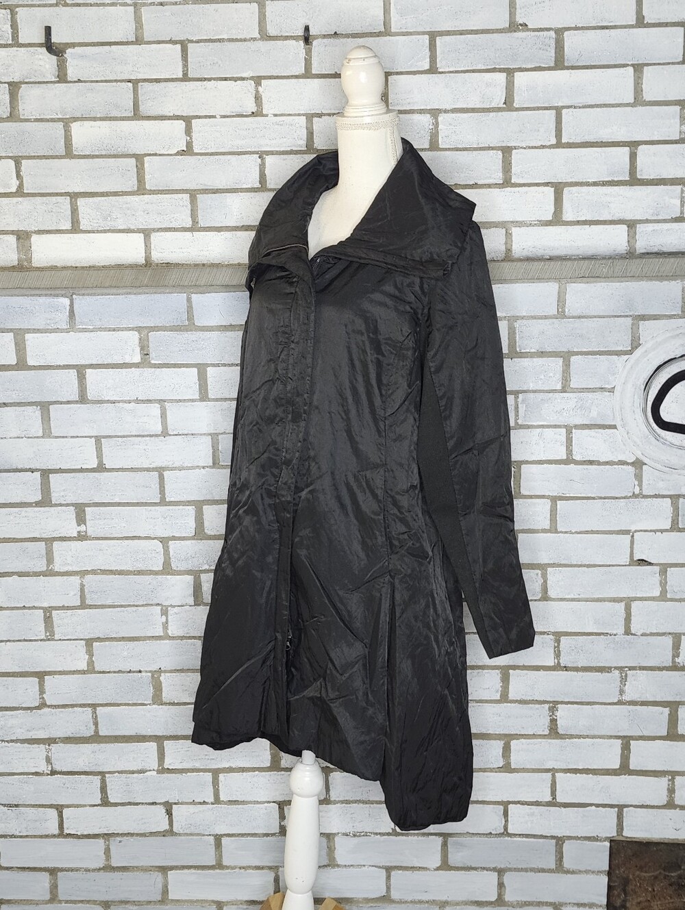 • Soft Surroundings Jacket Women's Large Black Long Gathered Lagenlook Coat